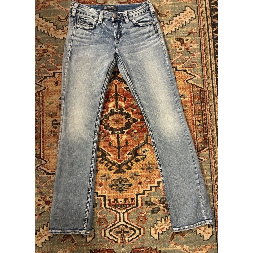 Y2K Thick Stitch Silver Jeans Mid Rise Suki Bootcut 27" Waist